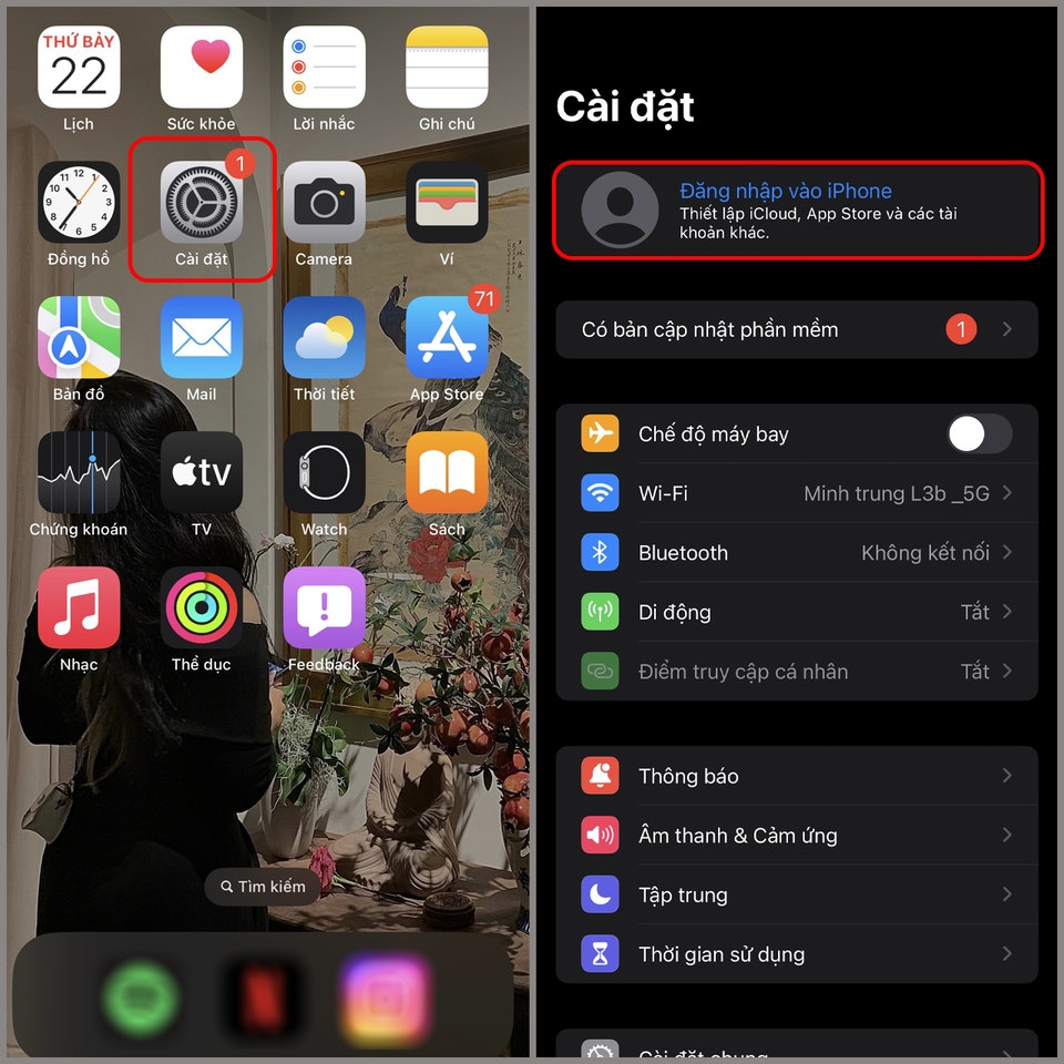 Cách đăng nhập iCloud bằng iPhone hoặc iPad bước 1
